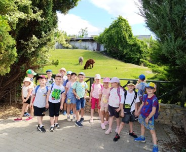 Zdjęcie prezentuje grupę Biedronek podczas wycieczki do opolskiego Zoo.  - powiększ