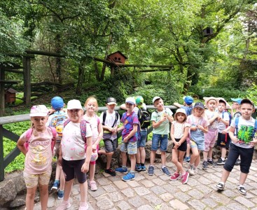 Zdjęcie prezentuje grupę Biedronek podczas wycieczki do opolskiego Zoo.  - powiększ